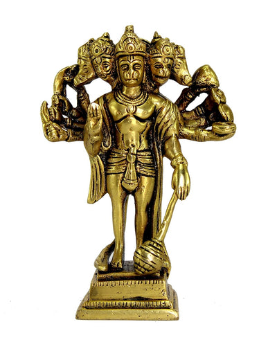 ESPLANADE Brass Panchmukhi Hanuman Anjaneya Pavan Putra Bajrangbali Idol Murti Moorti Statue (6.5 Inch)