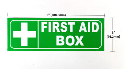 eSplanade First Aid Box Sign Sticker Decal - Easy to Mount Weather Resistant Long Lasting Ink Size (9" x 3")