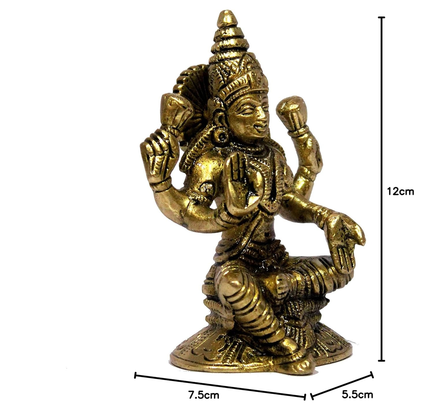 ESPLANADE Brass Laxmi Lakshmi Goddess Murti Idol Statue Figurine Sculpture - Pooja Idols - Home Decor - Golden - 4.75" Inches