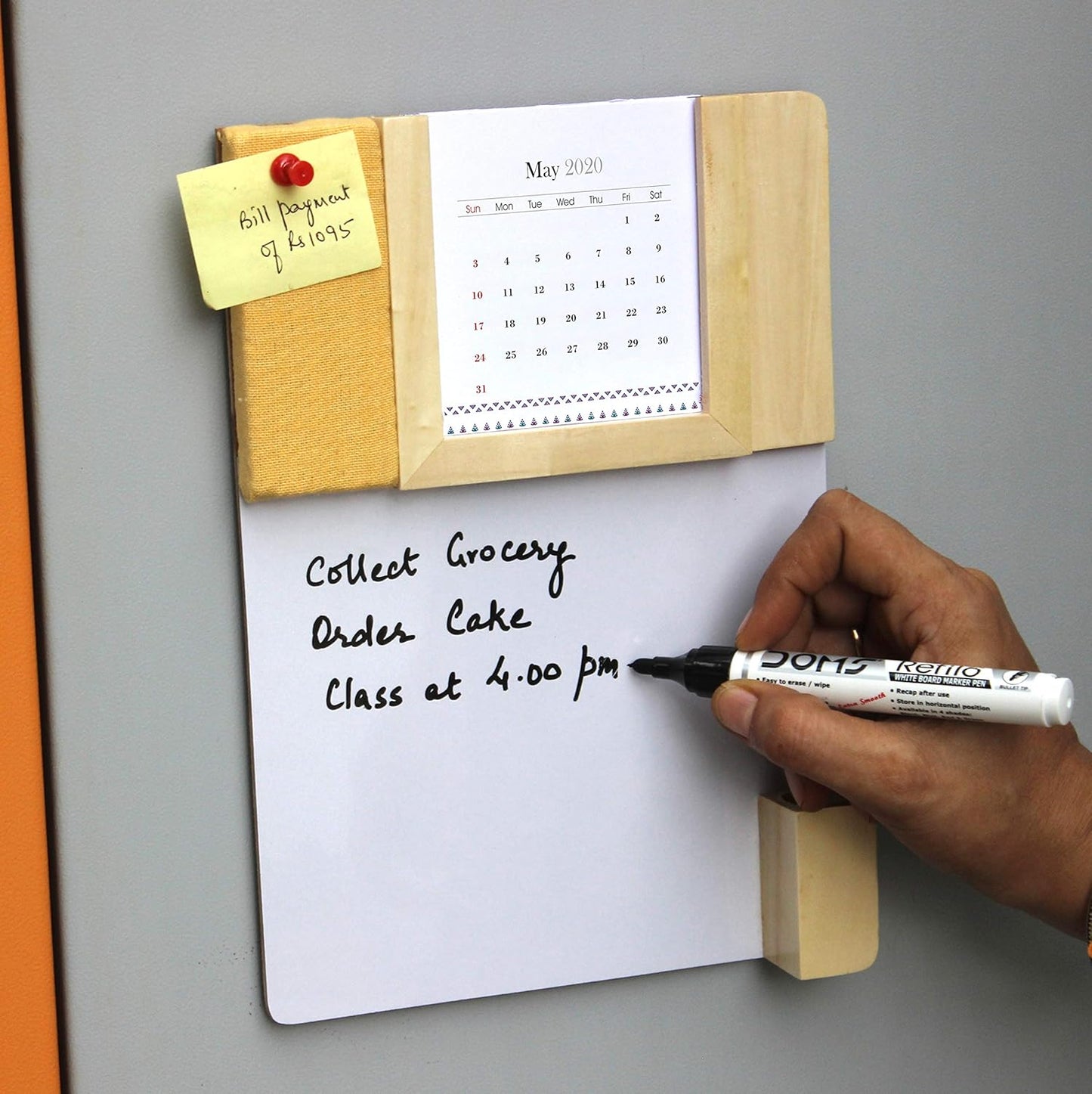 IVEI Warli Calendar with Pin Board & White Board - Magnet Board Calendar for Fridge - Utility Desk Calendar Dry Erase Board - Mini Calendar Fridge Magnet with Whiteboard & Pinboard - Brown, Green, Wine, Yellow, Blue