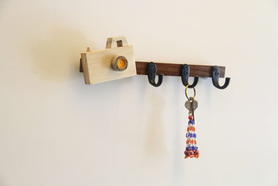 IVEI Sleek and Simple Minimal Wooden Handcrafted Camera & Elephant Hook - for Room - Hooks for Clothes and Bags - Hooks for Keys - Key Holder
