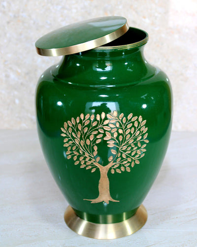 eSplanade Brass Cremation Urn Memorial Jar Pot Container | Full Size Urn for Funeral Ashes Burial | Engraved Metal Urn |