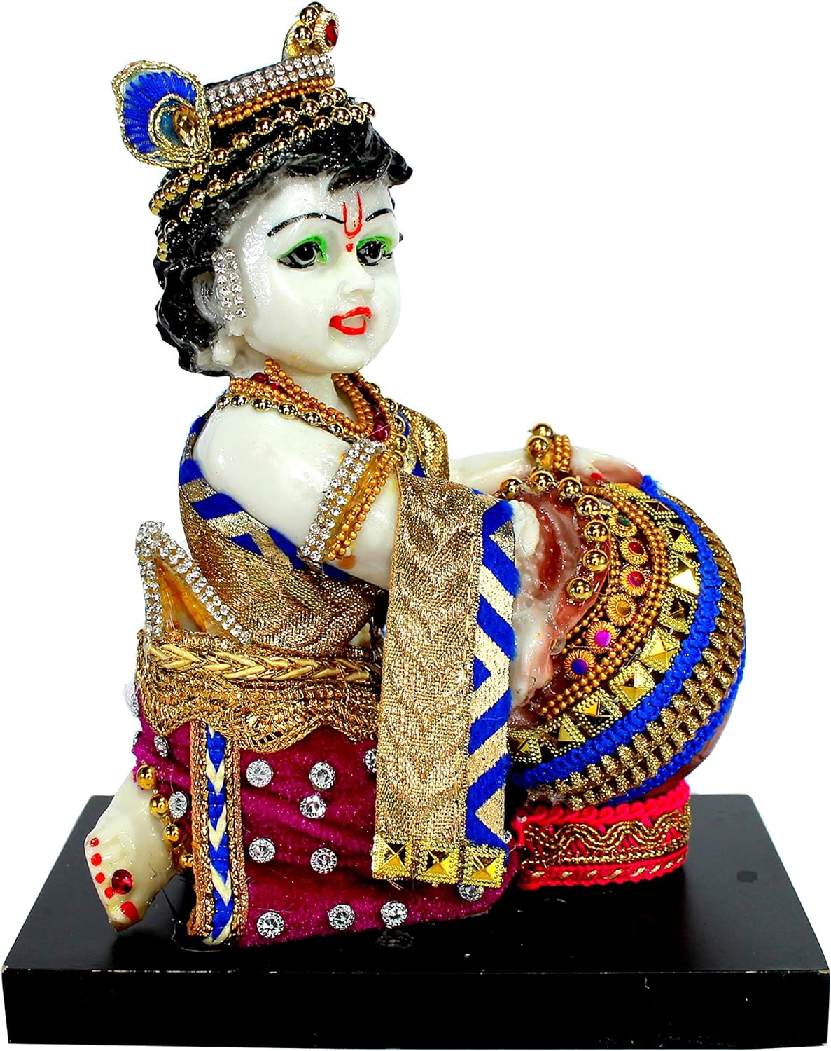 eSplanade Resin Krishna Krishan Makhan Chor Murti Idol Statue Sculpture - 7.5" & 8" Inches - Multicolour
