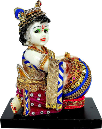eSplanade Resin Krishna Krishan Makhan Chor Murti Idol Statue Sculpture - 7.5" & 8" Inches - Multicolour