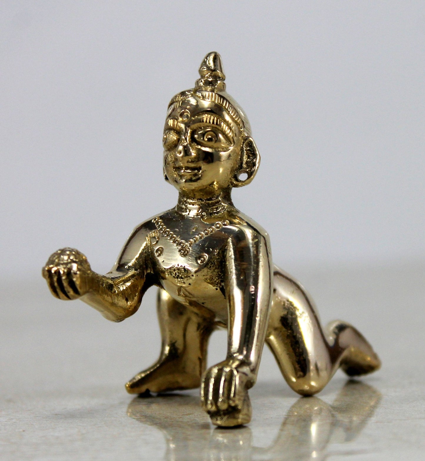 StonKraft - Lord Krishna Kishan Kanha with Kamdhenu Cow Murti Idol Statue Sculpture - Brass - 8" & 9" - Multicolor