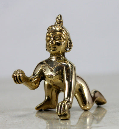 StonKraft - Lord Krishna Kishan Kanha with Kamdhenu Cow Murti Idol Statue Sculpture - Brass - 8" & 9" - Multicolor