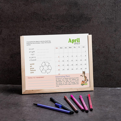 IVEI Activity calendar with pen stand For Kids, 9.9 X 8.4 Inch, Multi-color