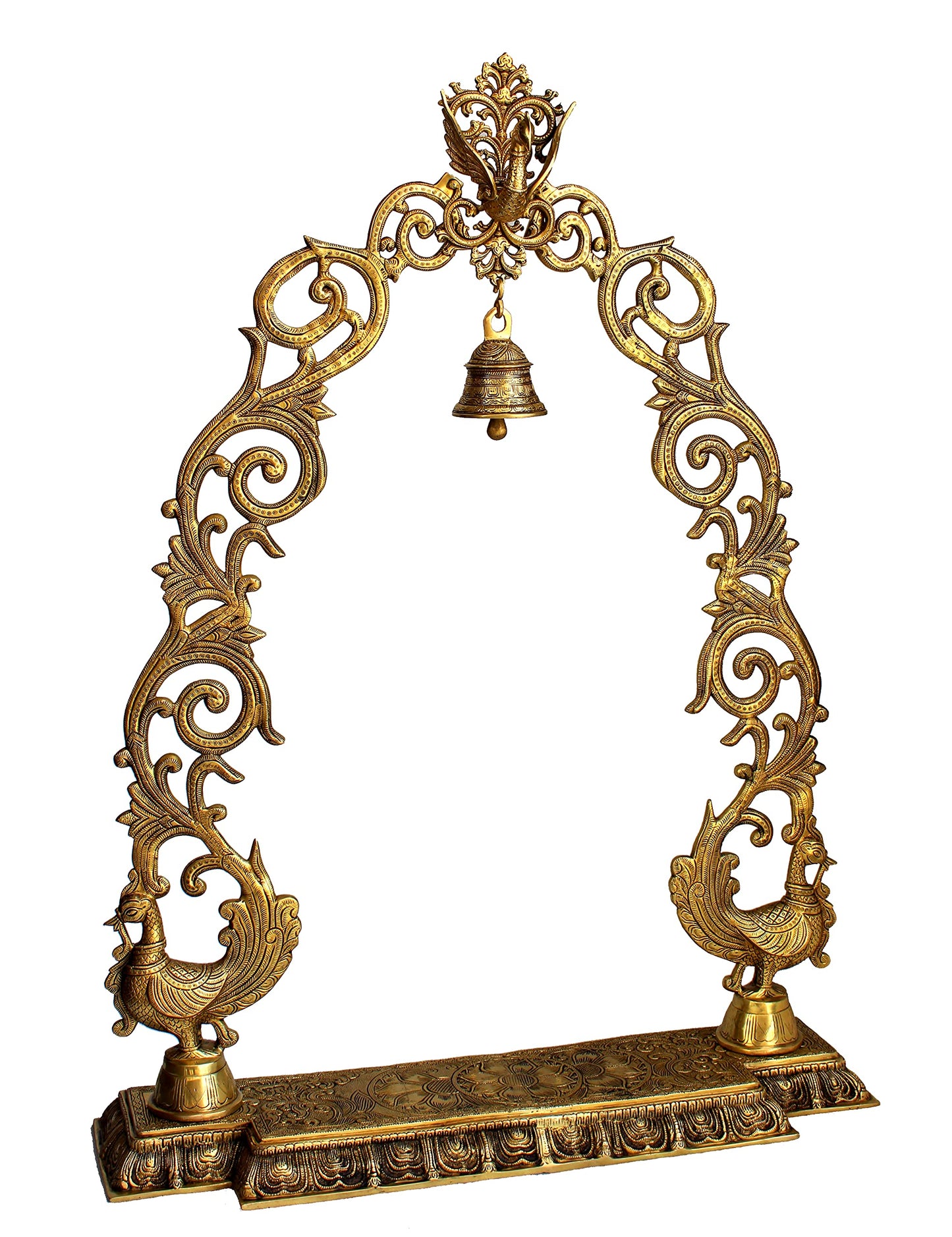 ESPLANADE - Brass 3 Domed Temple Mandir for Home - Puja Items - Home Decor - Golden