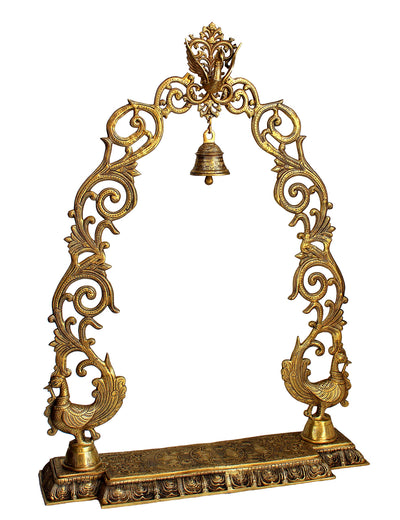 ESPLANADE - Brass 3 Domed Temple Mandir for Home - Puja Items - Home Decor - Golden