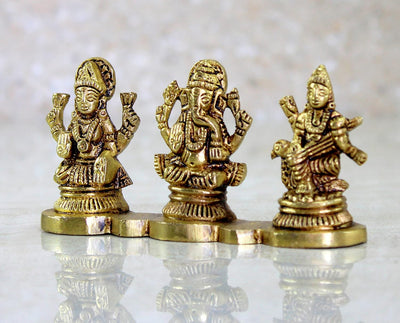 eSplanade Brass Saraswati Maa Murti Idol Statue Sculpture for Home Decor and Temple - 6" & 9.75 Inches