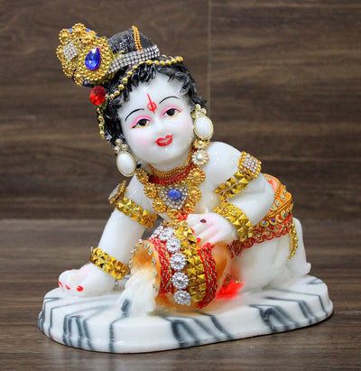 eSplanade Resin Krishna Krishan Makhan Chor Murti Idol Statue Sculpture - 7.5" & 8" Inches - Multicolour