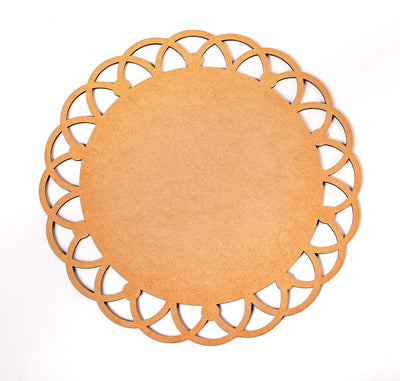 IVEI DIY MDF Ornate Round Placemat - Set 0f 2-Cutwork Painting Wooden Sheet Craft - for Decoupage MDF Plains, Resin Artwork & Decoration