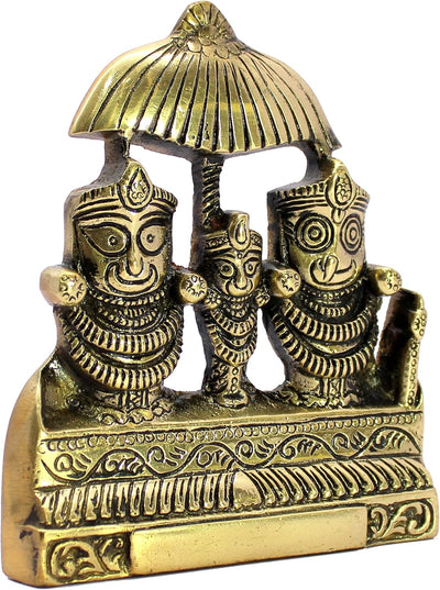 eSplanade Brass Lord Puri Jagannath, Balaram and Subhadra maa Idol for Decor Idol Murti Statue - 2.75 & 5.25 inches
