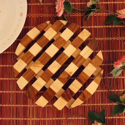 KLEO Serving Tray Platter Dish for Home and Kitchen Tableware Serveware - Wooden - 12" & 16" Diameter - Brown
