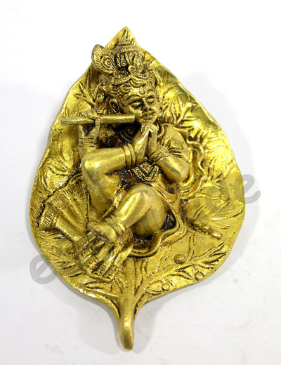 eSplanade - Krishna Kishan Gopal Gopala Morpankh Idol Murti Statue Sculpture | Wall Decor - Brass