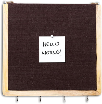 IVEI Wooden Pinboard with Keyhooks - Blue, Brown