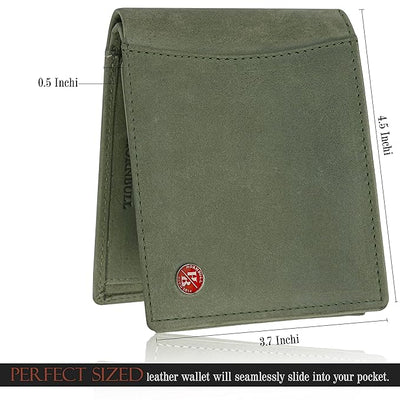 HORNBULL Themes Green RFID Blocking Leather Wallet for Men | Wallets Men Leather | Mens Wallet