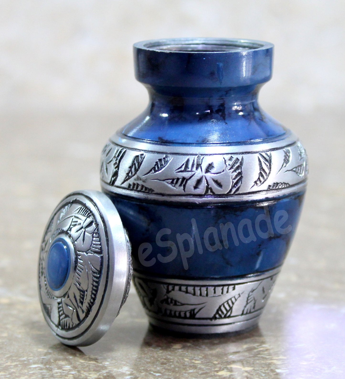 eSplanade Mini Cremation Urn Memorial Jar Pot Container | Small Metal Urn for Funeral Ashes Burial | Wolves with Moon Printed Metal Keepsake | Black - 4.5" Inches