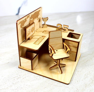 StonKraft Wooden 3D Puzzle Miniature Drafting Table - Home Decor, Construction Toy, Modeling Kit, School Project - Easy to Assemble
