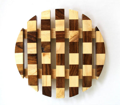 KLEO Serving Tray Platter Dish for Home and Kitchen Tableware Serveware - Wooden - 12" & 16" Diameter - Brown