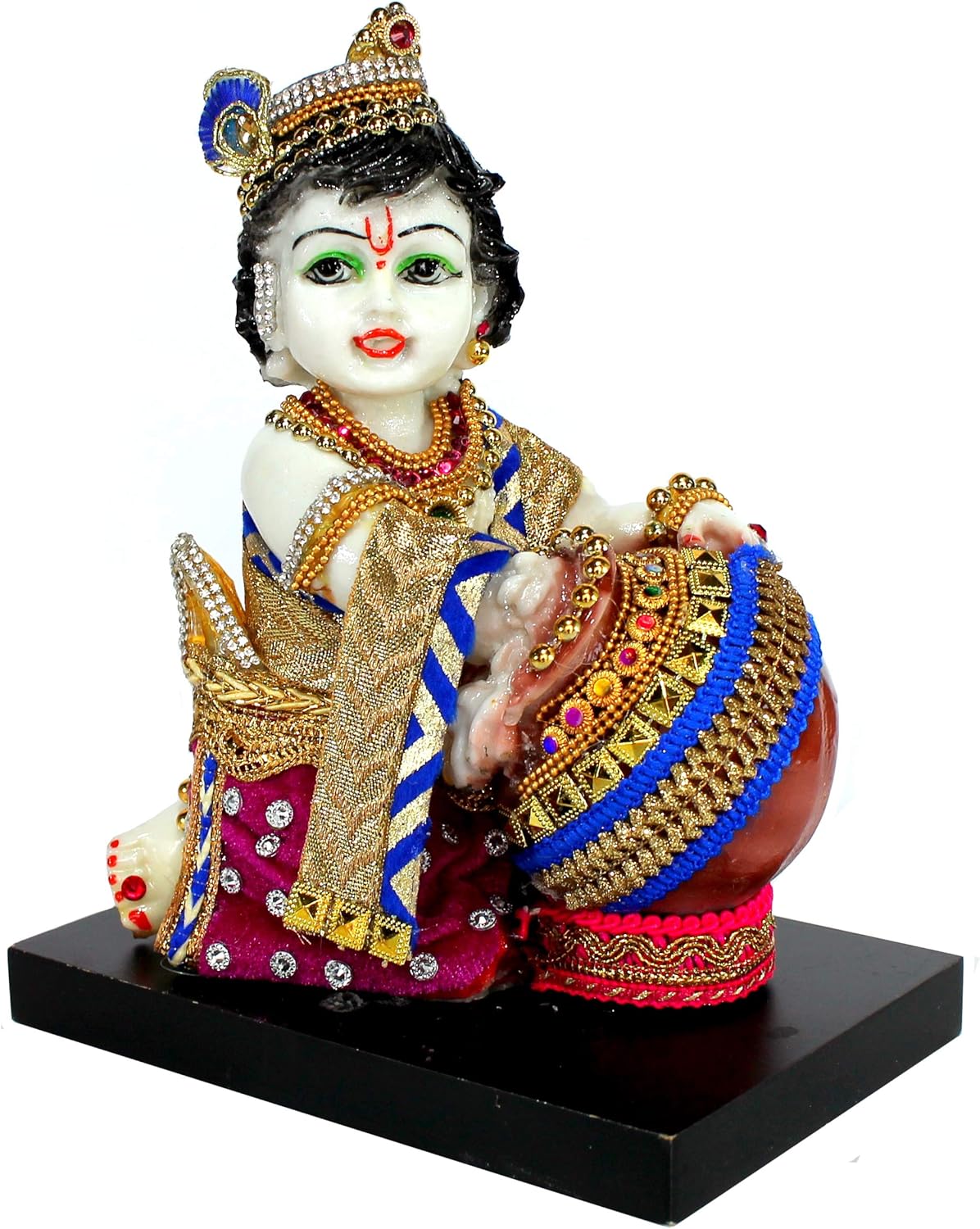 eSplanade Resin Krishna Krishan Makhan Chor Murti Idol Statue Sculpture - 7.5" & 8" Inches - Multicolour
