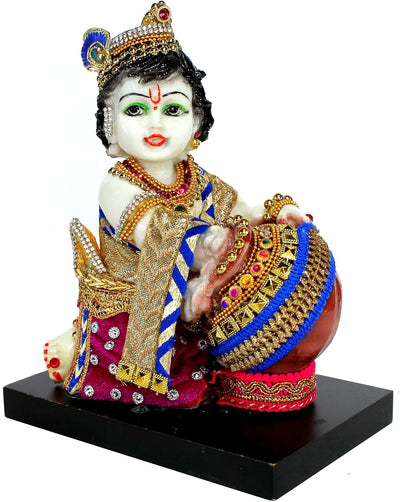 eSplanade Resin Krishna Krishan Makhan Chor Murti Idol Statue Sculpture - 7.5" & 8" Inches - Multicolour