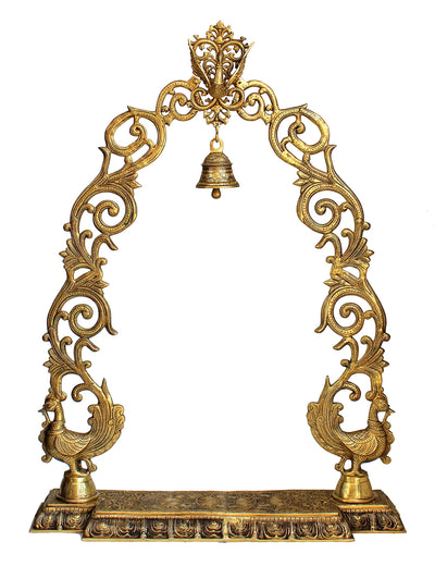 ESPLANADE - Brass 3 Domed Temple Mandir for Home - Puja Items - Home Decor - Golden