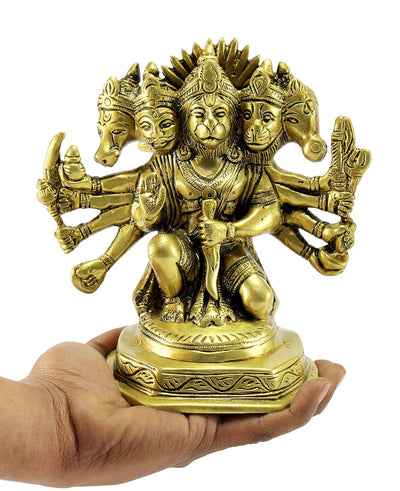 ESPLANADE Brass Panchmukhi Hanuman Anjaneya Pavan Putra Bajrangbali Idol Murti Moorti Statue (7 Inch)
