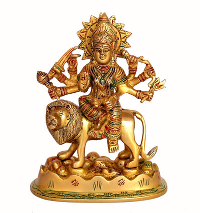eSplanade Brass Maa Durga/MATA Rani Idol, Statue, Moorti, murti for Home Mandir and Home Decor (4.6 Inches & 6.5 Inches)