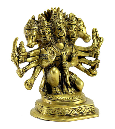 ESPLANADE Brass Panchmukhi Hanuman Anjaneya Pavan Putra Bajrangbali Idol Murti Moorti Statue (7 Inch)