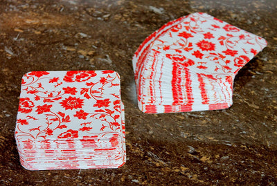 eSplanade Disposable Printed Paper Coasters - Use and Throw Reversible Round Paper Coasters - Set of 100 - Red & Black Floral