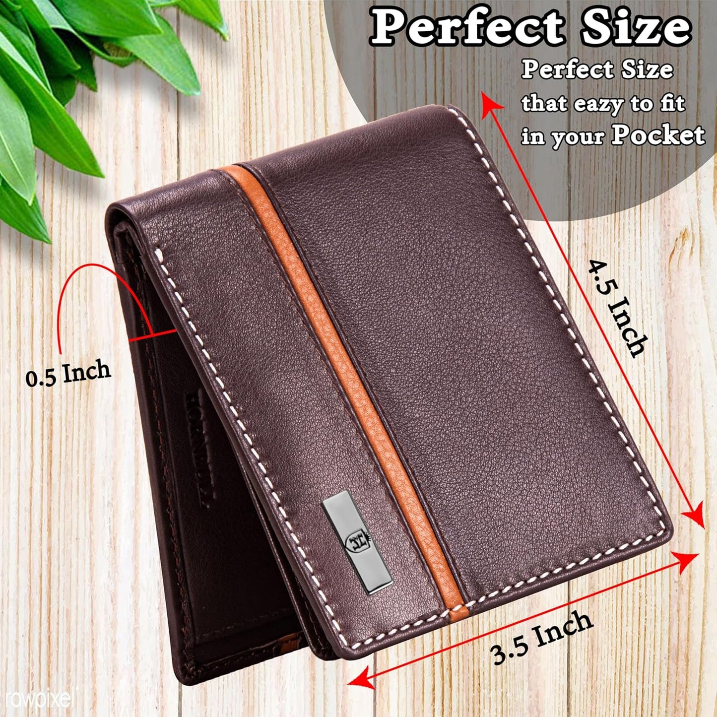 HORNBULL Denial Brown Mens Leather Wallet Combo Gift Set | Leather Wallet, Key Ring & Pen Combo Valentine Gift Hamper | Branded Mens Wallet