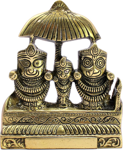 eSplanade Brass Lord Puri Jagannath, Balaram and Subhadra maa Idol for Decor Idol Murti Statue - 2.75 & 5.25 inches