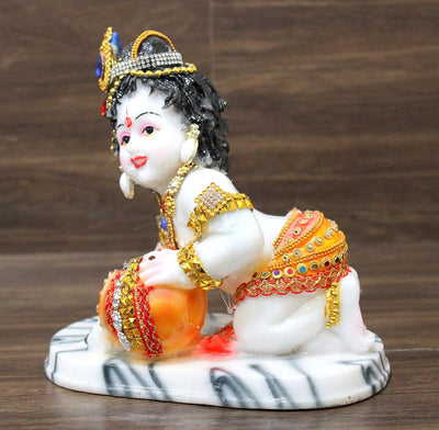 eSplanade Resin Krishna Krishan Makhan Chor Murti Idol Statue Sculpture - 7.5" & 8" Inches - Multicolour