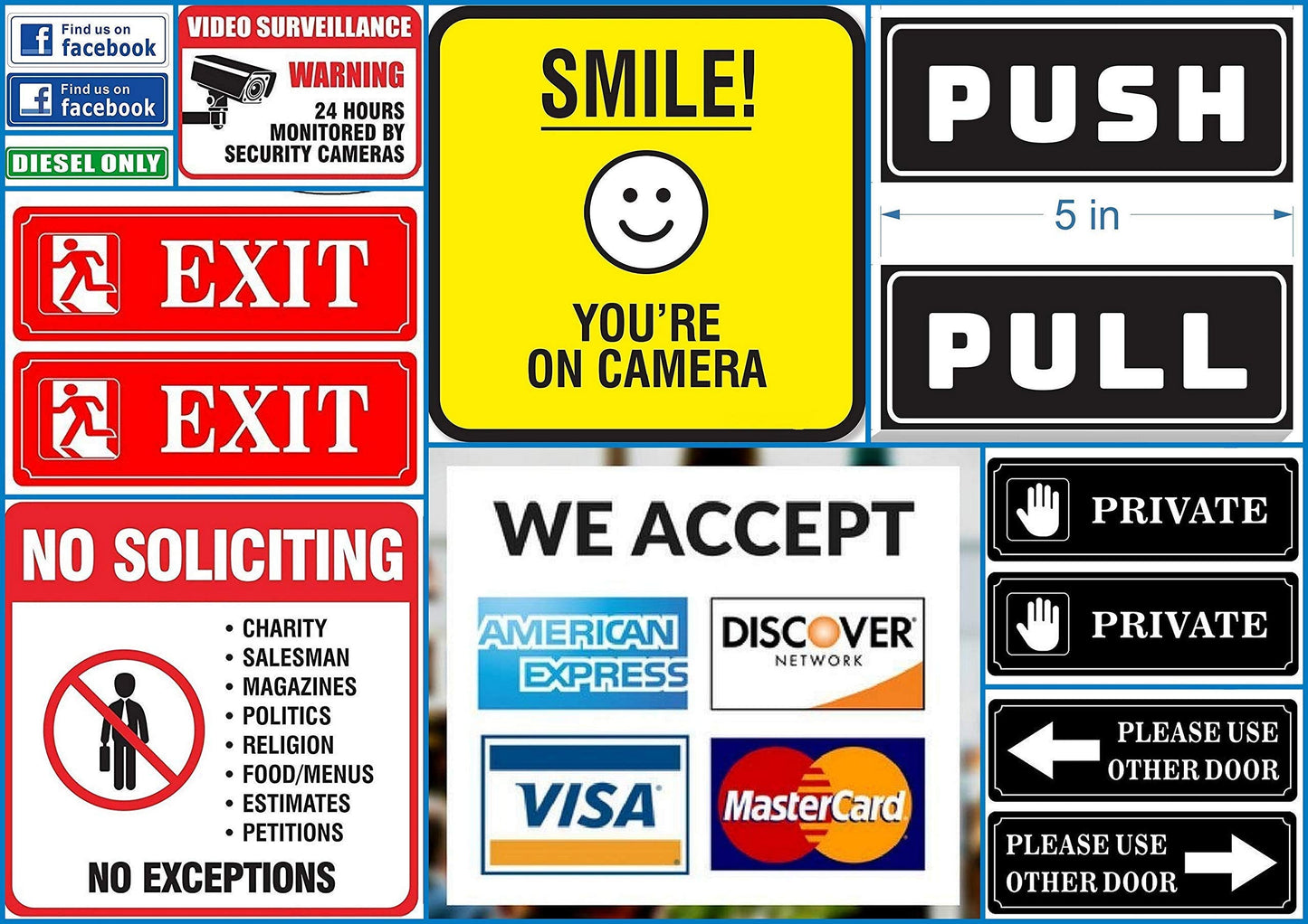 eSplanade We Accept Visa, MasterCard, Amex and Discover Credit Cards Sign Sticker Decal - Easy to Mount Weather Resistant Long Lasting Ink