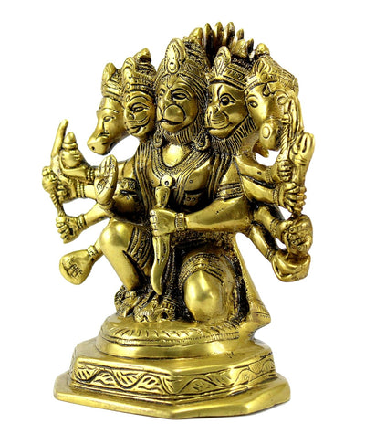 ESPLANADE Brass Panchmukhi Hanuman Anjaneya Pavan Putra Bajrangbali Idol Murti Moorti Statue (7 Inch)