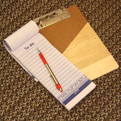 IVEI Wooden Clip pad for Your Desk - memo pad with 50 Sheets Included - a5 Size