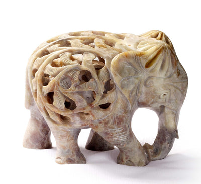 StonKraft Marble Soapstone Carved Elephant - Baby Inside Mother's Tummyarble Soapstone Carved Elephant - Baby Inside Mother's Tummy (5 inches)