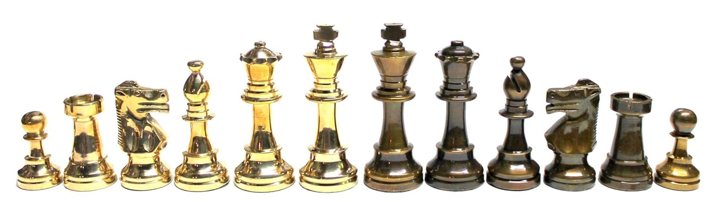 StonKraft Collectible Wooden Folding Chess Game Board Set with Brass Staunton Figure Pieces (14 X 14 Inch)