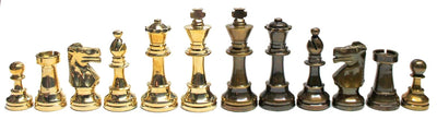 StonKraft Brass Chess Pieces Chess Coins Pawns Chessmen (Gold, Wood, 3" Staunton)