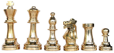 StonKraft Brass Chess Pieces Chess Coins Pawns Chessmen (Gold, Wood, 3" Staunton)
