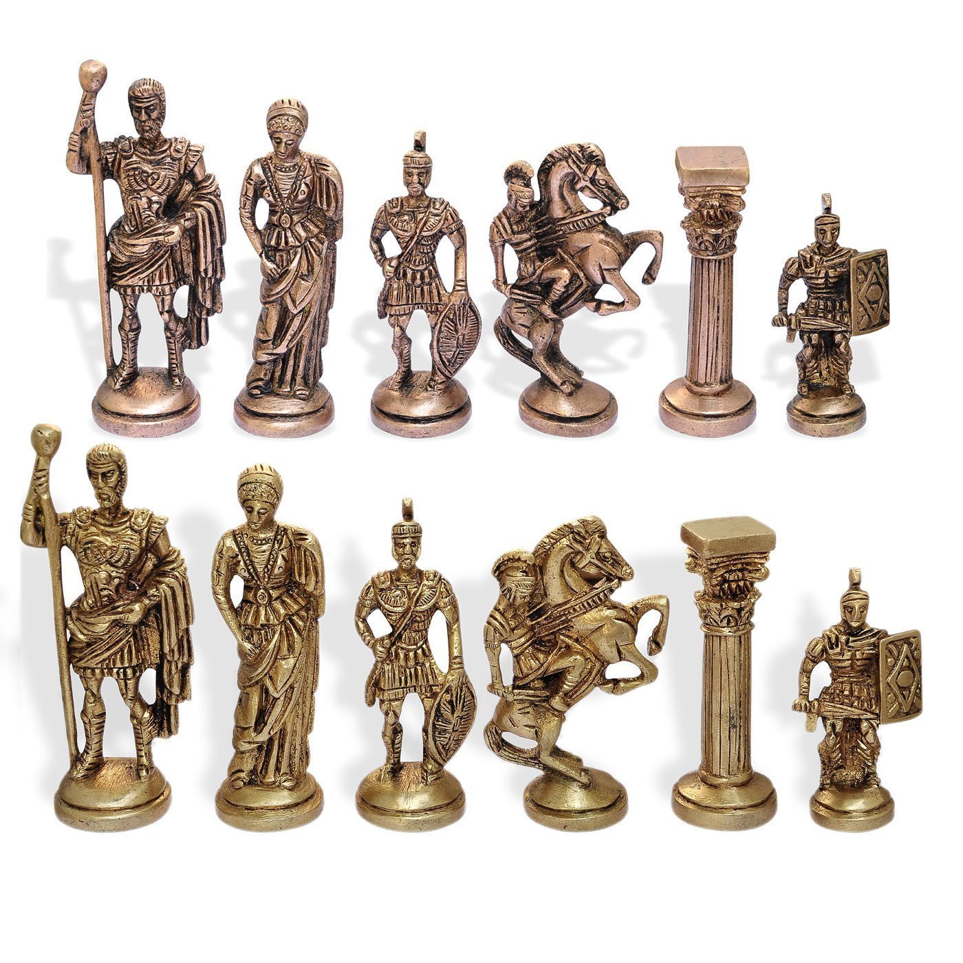 StonKraft 15" x 15" Collectible Black Marble Chess Board Game Set + Brass Roman Pieces