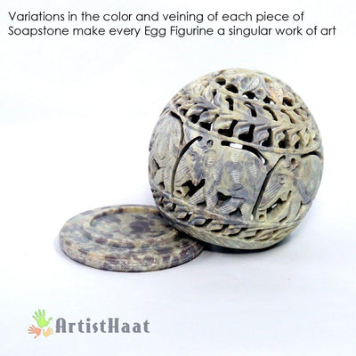 Jamun 4 Inch Assorted Soapstone Sculpture Votive / Candle / Tealight Holder - Floral / Elephant Decorative Tea Light