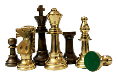 StonKraft Kid, Adult 15" X 15" Collectible Acacia Wood Wooden Chess Game Board Set + Brass Crafted Pieces