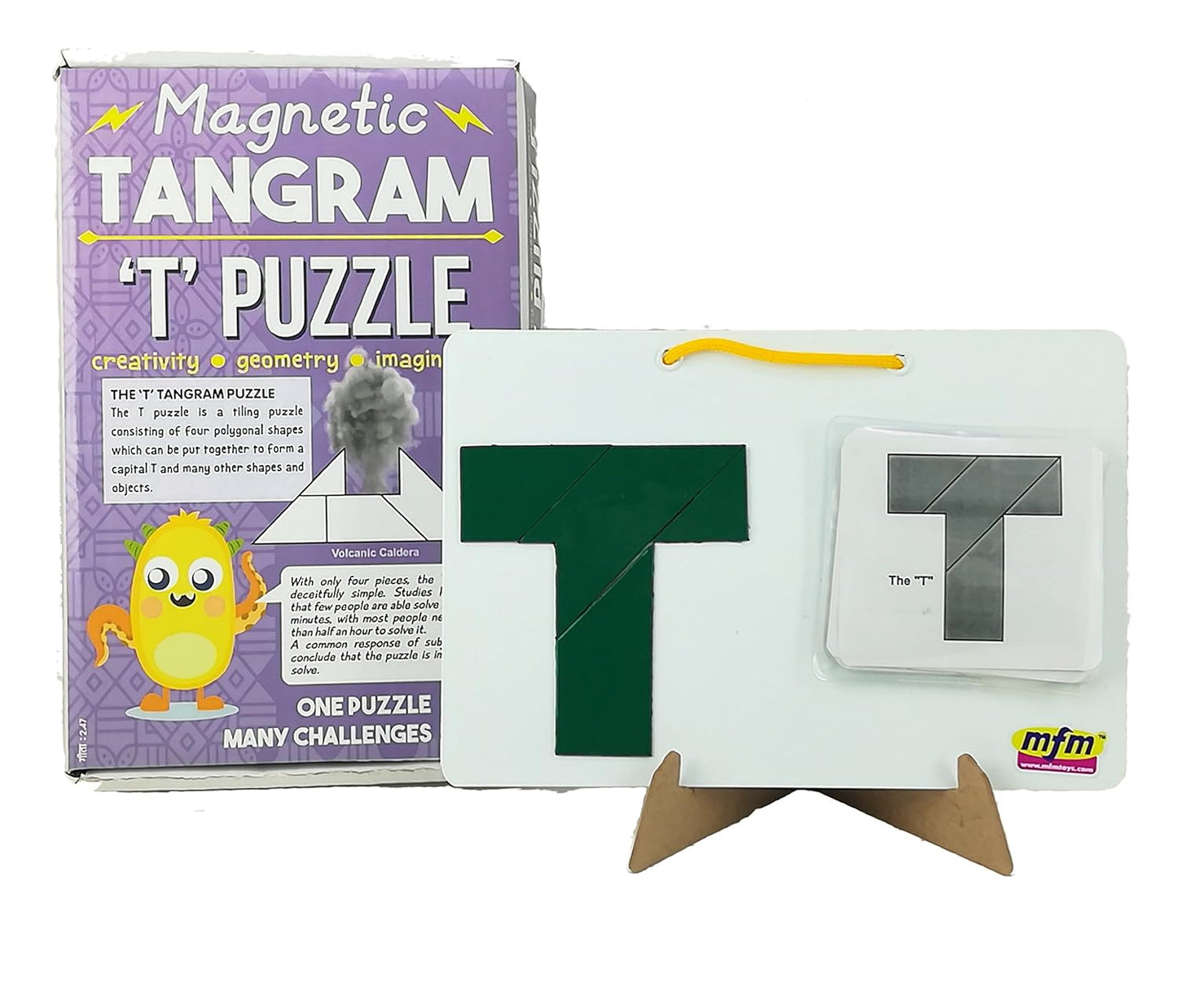 MFM Toys Magnetic Letter 'T' Puzzle Tangram - (4 Pcs.) - Travel Edition