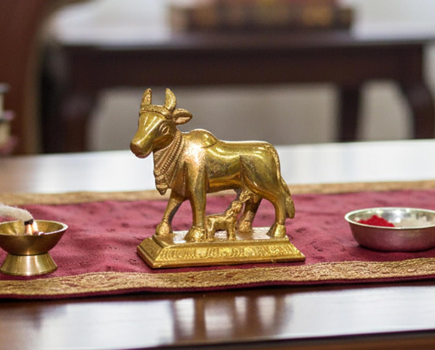 StonKraft Brass Kamdhenu Kamadhenu Idol Murti Statue 2.5 & 6.5"