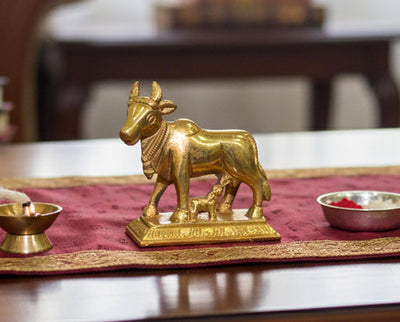 StonKraft Brass Kamdhenu Kamadhenu Idol Murti Statue 2.5 & 6.5"