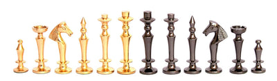 StonKraft - 15" X 15? Collectible Acacia Wood Wooden Chess Game Board Set + Brass Figure Pieces