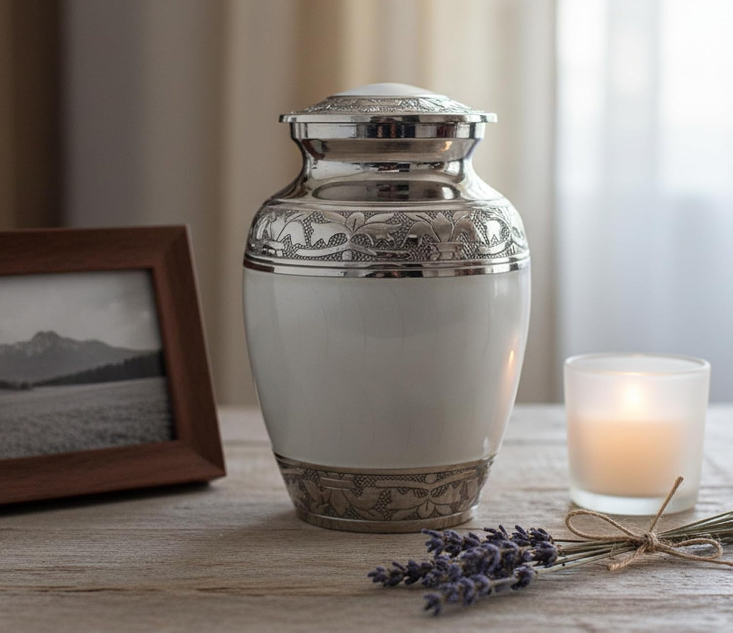 eSplanade Metal Cremation Urn Memorial Jar Pot Container | Medium Size Urn for Funeral Ashes Burial | Engraved Metal Urn