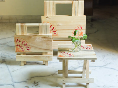 IVEI warli Wooden Portable Folding Table - Small (9.5in)